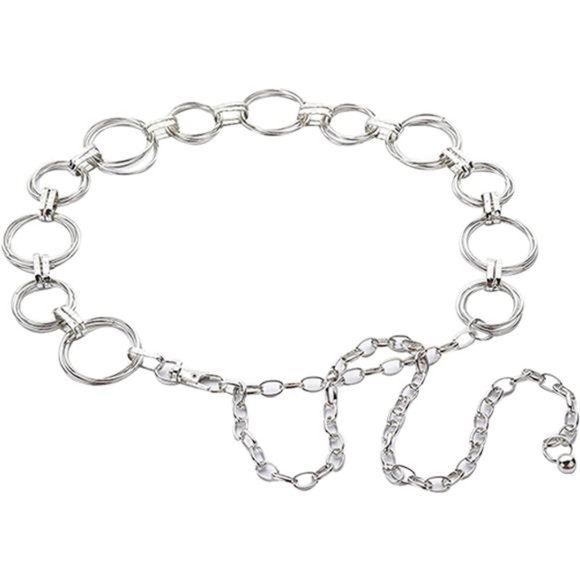 LABANCA Metal Chain Dress Belt Hollow Out Leaf Bead Pendant Sweater main image 4
